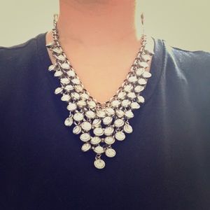 White rhinestone statement necklace